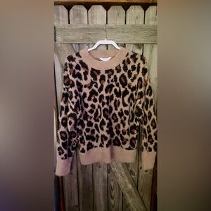 Time and Tru Leopard Print Sweater - Tan and Black